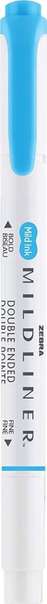 Zebra Pen MILDLINER No Bleed Highlighter, Cyan Color, Dual Tip, 12-Pack | Broad and Fine Point Tip Marker Set, Ideal for Bible Highlighting, Journaling, Office, School and Teacher Supplies (78560upc)