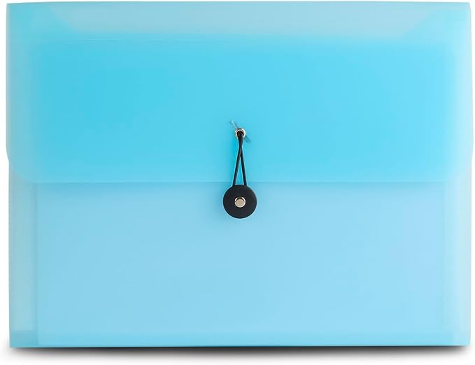 Expanding File Folder File Organizer 13 Pocketsr Accordion Filing Folder for Documents Aesthetic Paper Organizer Folder for Work, School, Home, Office (Transparancy Blue)