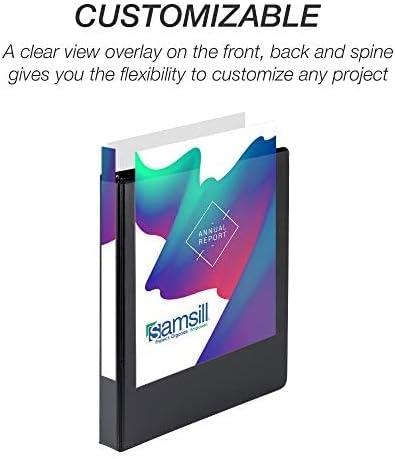 Samsill Durable 1 inch 3 Ring Binder, D Ring Binder, 100% Recycled Chipboard, Black, 12 Pack