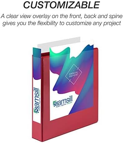 Samsill Durable 1.5 inch 3 Ring Binder, D Ring Binder, 100% Recycled Chipboard, Red, 4 Pack