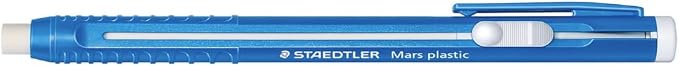 STAEDTLER 6-Pack Mars Plastic Eraser Pen with Refillable Holder, German-Made Eraser for Pencils, Smudge-Free & Tear-Free Precision, Retractable Design with Clip, Blue, 6 Count