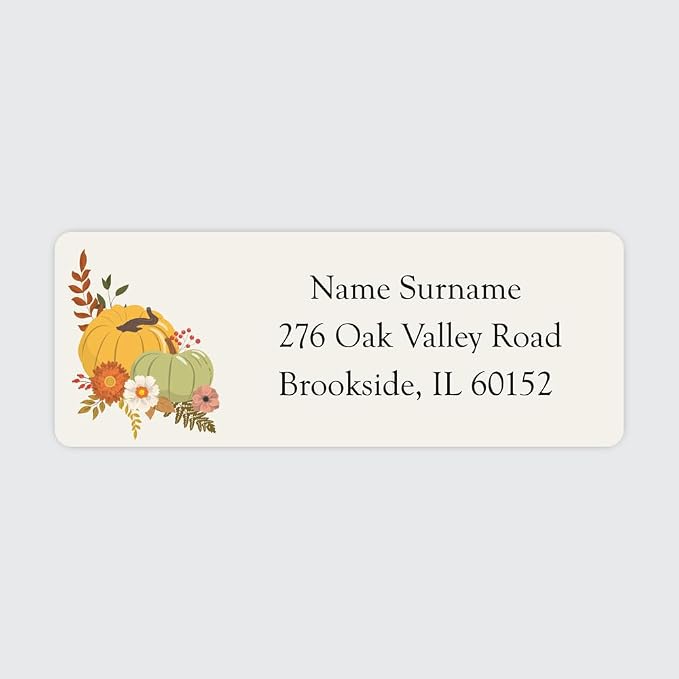 Dotty about Paper Personalized Fall Pumpkin Harvest - Return Address Labels x 100