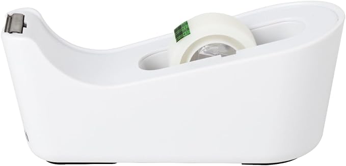 Scotch Tape Dispenser,White,Great for School or Office and Includes 1 Roll of Scotch Magic Tape 3/4 in x 350 in,ABS Material,(Pack of 4)