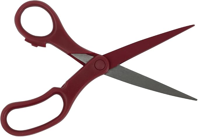 JAM PAPER Multi-Purpose Precision Scissors - 8 Inch - Burgundy - Ergonomic Handle & Stainless Steel Blades - Sold Individually