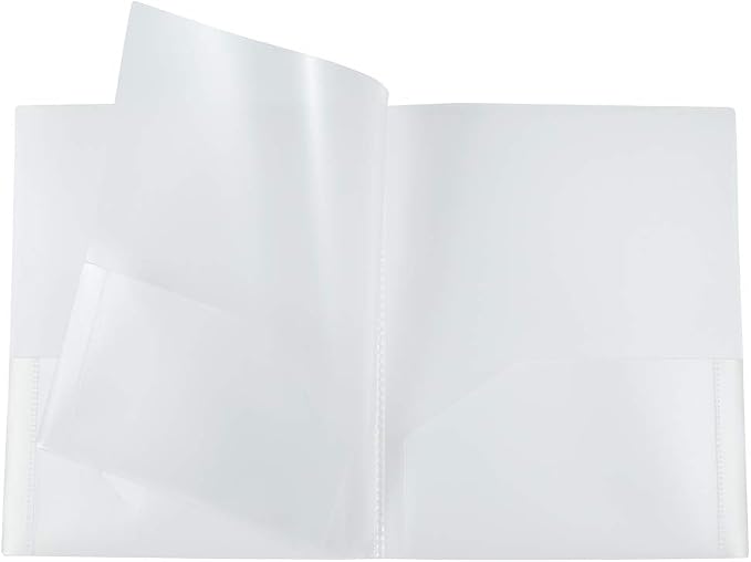 JAM PAPER Heavy Duty Plastic Multi Pocket Folders - 4 Pocket Organizer - Clear - 2/Pack