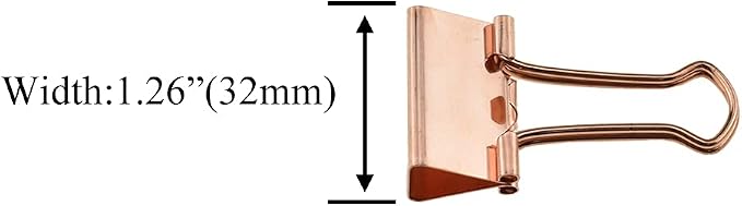 HAHIYO Binder Clips Paper Clamp Spring Steel Sturdy Medium 1.26 inch Width 0.39 Inch Capacity No Sharp Edges Heavy Duty Tight Grip Reusable Rose Gold Metal Bright Finish for Home Office School 13 Pack
