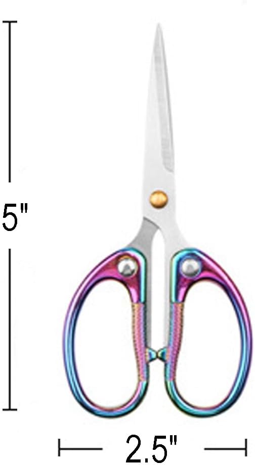 5-inch Small Craft Scissors, Sharp Blades Office Scissors for Desk, Stainless Steel All Purpose Scissors for Office, Home, School, DIY, Sewing, Fabric (Colorful)