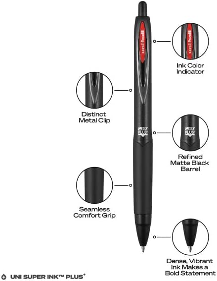 Uni-Ball 207PLUS+ Gel, 0.7MM, Red, OS Dozen (Pack of 12)