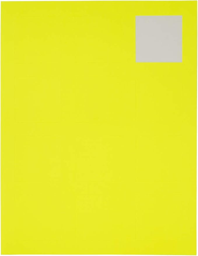 JAM PAPER Product & Container Labels - Square - 2 x 2 - Neon Yellow - 120/Pack