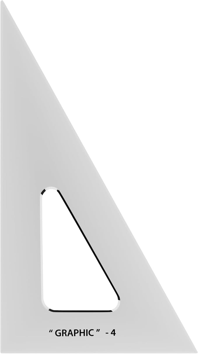 ALVIN - 4 inches Transparent Academic Acrylic Triangle Ruler 30/60 Degrees, Multipurpose Tool for Drafting, Design, and Architecture, Great for Machining and Woodworking