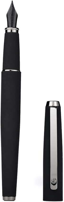 Hongdian 517D Matte Black Fountain Pen Extra Fine Nib, Warrior Series, Classic Design with Converter and Metal Box