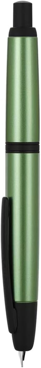 Jinhao 10 Press Fountain Pen with Box, Sea Pine Green Retractable Extra Fine Nib with Ink Converter Set (Black Clip)