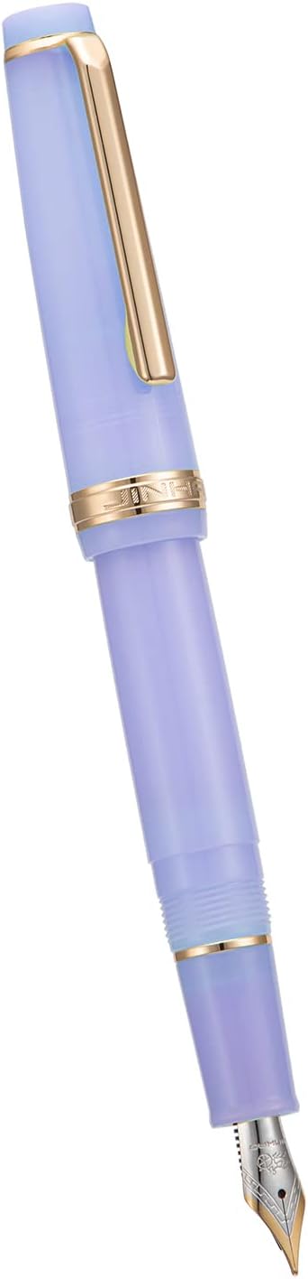 Jinhao 82 Acrylic Fountain Pen, Iridium Extra Fine Nib with Ink Converter, Transparent Purple Classic Design Smooth Writing Pen (Gold Trim)