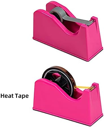 Desktop Tape Dispenser Adhesive Roll Holder (Fits 1" & 3" Core) with Weighted Nonskid Rose red