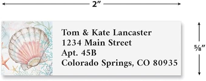 Colorful Images Beach Return Address Labels, 240 Count | Coastal Spray, 240 Count, Self-Adhesive on Flat-Sheet Labels, Customize with Name & Shipping Address