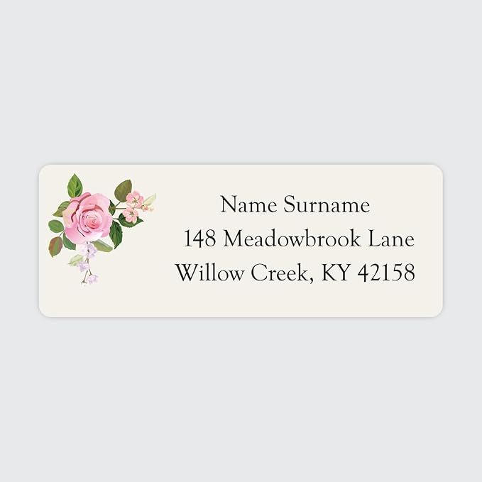Dotty About Paper Personalized Return Address Labels (25-500 Custom mailing Address Labels) - Garden Roses x 100