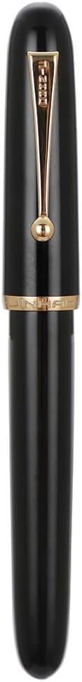 Jinhao 9016 Fountain Pen Fine Point, Dadao Series Black Acrylic Heartbeat Nib with Large Converter for Writing, Signature and Calligraphy