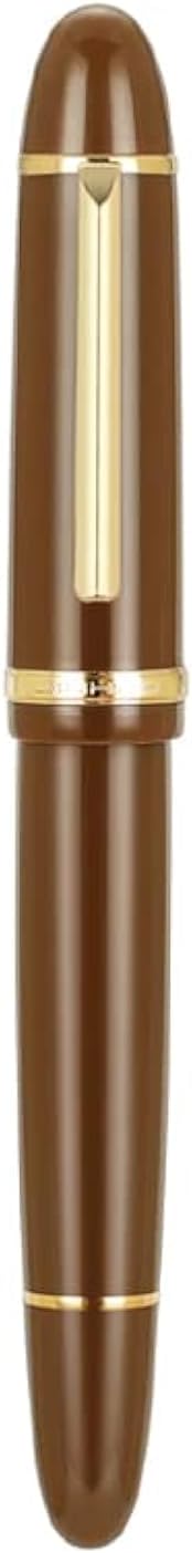Jinhao X159 Brown Acrylic Fountain Pen, Size 8 Medium Nib Gold Trim Classic Design Smooth Writing Pen with Converter