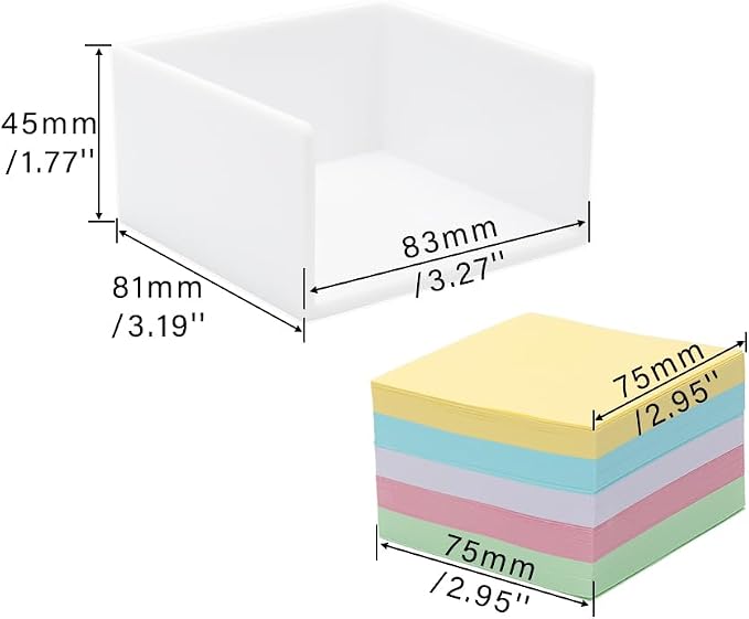 MEI YI TIAN White Memo Holder with 500 Sheets Non-Sticky Colorful Blank Memo Notes Cube Simple PS Sticky Notes Organizer Notepad Dispenser 5 Colors Memo Pads
