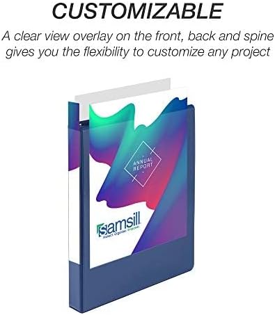 Samsill Durable 1 Inch Binder, Round Ring Customizable Clear View Binder, Blue, 8 Pack (MP88432)