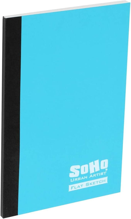 SoHo Urban Artist Tape Bound Lay Flat Sketch Book, Blue Cover, 4x6 4 Pack, 30 Sheets Each (120 Total), Smooth Mixed Media Sketchbook, 71lb. (106 GSM) Paper Travel Art Journal, Soft Cover