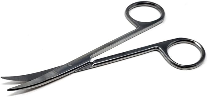 Premium Iris Scissors Micro Dissecting Scissors Curved 4.5" with Fine Sharp Blades Made of Stainless Steel Medical Surgical Tools (Silver)