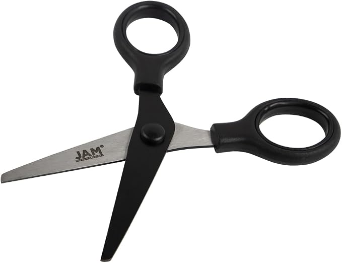 JAM PAPER Multi-Purpose Mini Scissors - 5 Inch - Black - Soft Grip & Stainless Steel Precision Blades - Sold Individually