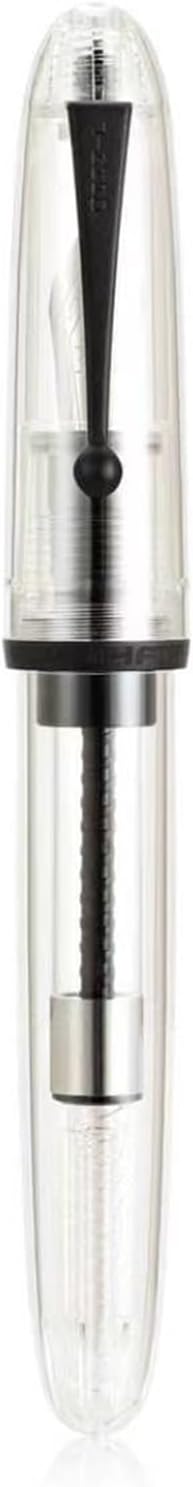 Jinhao 9019 Fountain Pen #8 Medium Nib Transparent Clear (Black Trim) | Large-capacity ink converter reduces refills while the #8 M nib delivers smooth precise writing for notes business signature