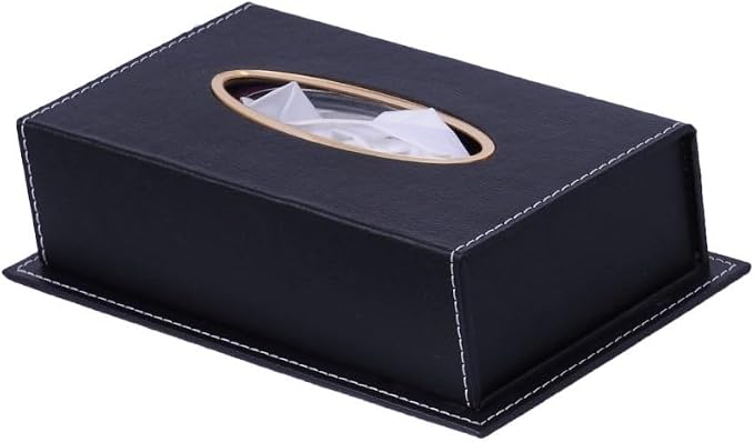 14-Piece Leather Desk Organizer Set, 49x34 cm Desk Pad, Double Document Tray, Pen Holder, Business Card Holder, Phone Stand, Black with Gold Accents
