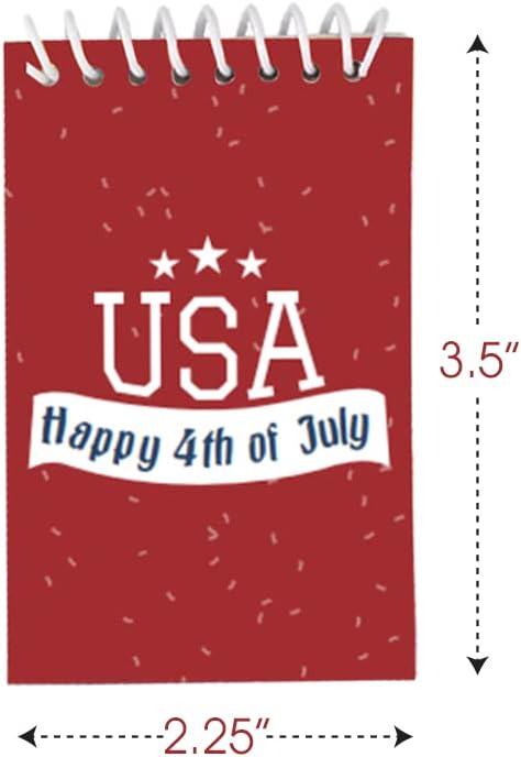 ArtCreativity Patriotic Notepad, Pack of 12 Spiral Mini Notebook with Patriotic Design, Small Notepads for Kids and Adult, To Do List Notepad, 4th of July Party Favors, Veterans and Memorial Day Gifts
