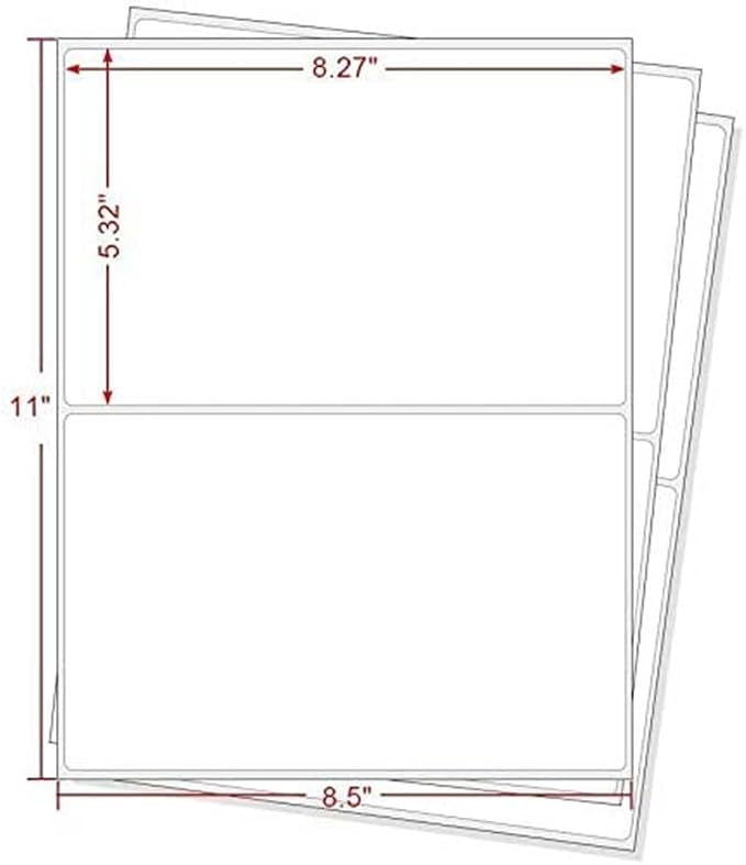 Shipping Labels 2 Per Sheet Round Corner Half Sheet Labels Mailing Labels for Packages Laser & Inkjet Printer Labels, 8126/5126 (2500sheets-5000labels)