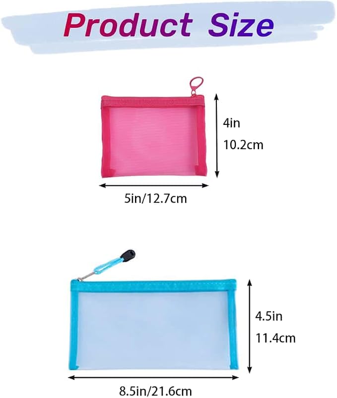 5 Pack Small Mesh Zipper Pouch Bags for Purse & 5 Pack Mesh Pencil Pouches, Mini Purse Organizer Pouches, Small Travel Toiletry Pouch Bag, Diaper Bag