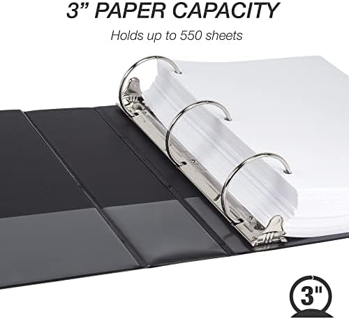 Samsill 3 Inch 3 Ring Binders, Economy Round Ring, Clear View Cover, 550 Sheet Capacity - for School, Home, Office - Black, 4 Pack