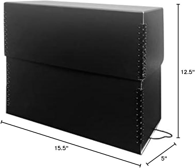 Lineco Archival Document Storage Box, Black, 15.5" x 12.5" x 5 | Jumbo-Sized, Metal Edge, Acid-Free Boxboard Case, Organize Files, Prints, Photos