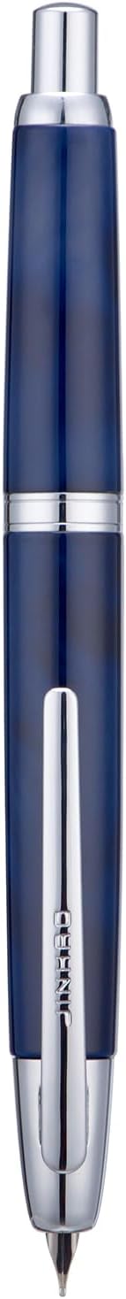 Jinhao 10 Press Fountain Pen with Box, Glacier Blue Retractable Fine Nib with Ink Converter Set (Silver Clip)