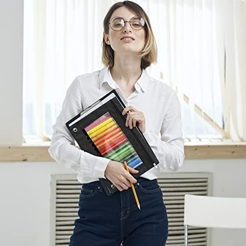 Marspark 48 PCS Pouch Bag for 3 Ring Binder - Bulk Zipper Pencil Binder Pouches with Clear Window for Utensils Storage Supplies(Black)