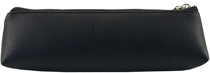 Doraking Pencil Bag Pen Case Cosmetic Makeup Bag Pen Pencil Stationery Pouch Bag Case/PU Leather Small Pencil Pouch Students Stationery Pouch Zipper Bag for Pens, Pencils, Markers (Black)