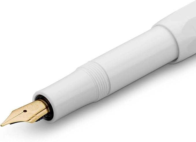 Kaweco CLASSIC SPORT Fountain Pen White with 23 Carat Gold-Plated Steel Nib and Iridium Tip for Ink Cartridges I Sport Fountain Pen 13 cm I Nib: M (Medium)