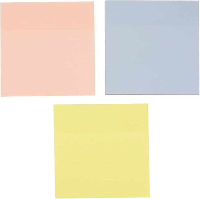 12-Pack 3x3-Inch Transparent Sticky Notes, 5.2mil Clear Plastic Self-Stick Sheets in Blue, Yellow, and Pink for Notes, Annotations, and Bookmarks, 50 Sheets per Pad, 600 Sheets Total