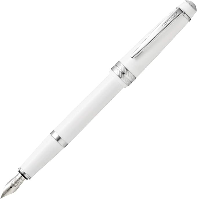 Cross Bailey Light Refillable Fountain Presented in a Everyday Gift Box - Medium Point, Black Ink, Polished White