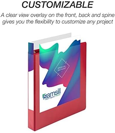 Samsill 4 Pack Durable 1 Inch 3 Ring Binders, Round Ring, Clear View Cover for Presentations, Red