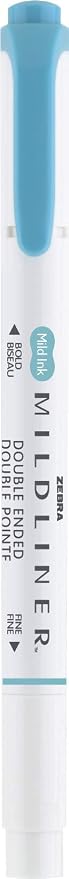 Zebra Pen MILDLINER No Bleed Highlighter, Smoke Blue, Dual Tip, 12-Pack | Broad and Fine Point Tip Marker Set, Ideal for Bible Highlighting, Journaling, Office, School and Teacher Supplies (78420upc)