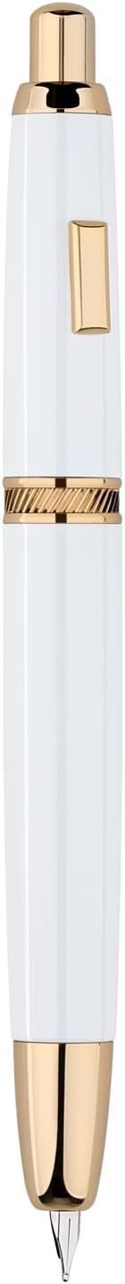 Majohn A1 Press Fountain Pen Fine Nib with Converter, Retractable White Golden Writing Set (No Clip Version)