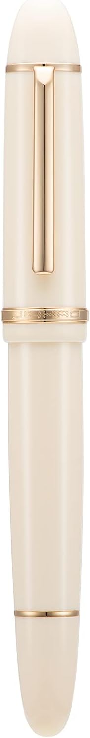 Jinhao X159 Ivory White Acrylic Fountain Pen, Size 8 Medium Nib Gold Trim Classic Design Smooth Writing Pen with Converter