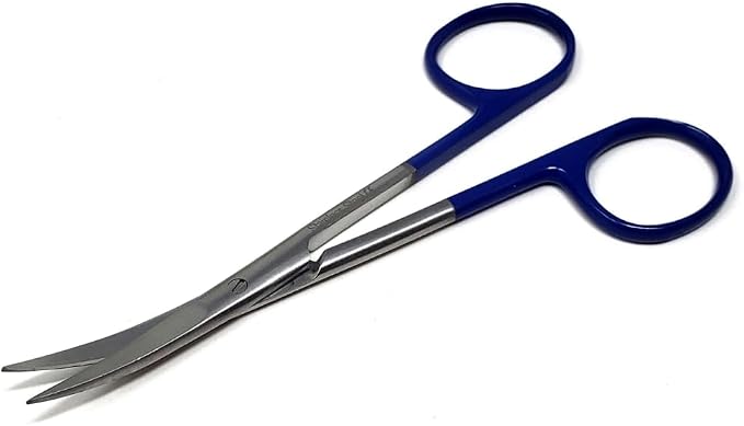 Premium Iris Scissors Micro Dissecting Scissors Curved 4.5" with Fine Sharp Blades Made of Stainless Steel Medical Surgical Tools (Blue Handle)
