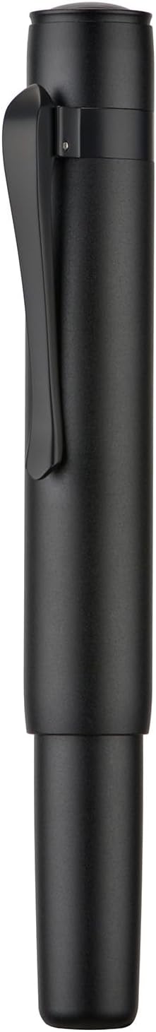 HONG DIAN M2 Mini Fountain Pen with Bent Nib, Sleek Shape Aluminium Short Pocket Travel Pen (Matte Black)