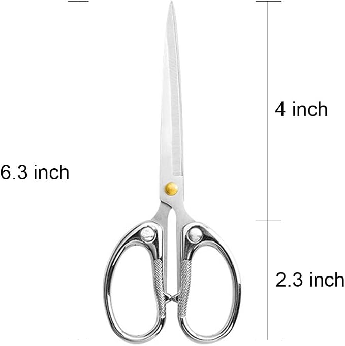 6.3-inch Small Craft Scissors, Sharp Blades Office Scissors for Desk, Stainless Steel All Purpose Scissors for Office, Home, School, DIY, Sewing, Fabric (Silver)