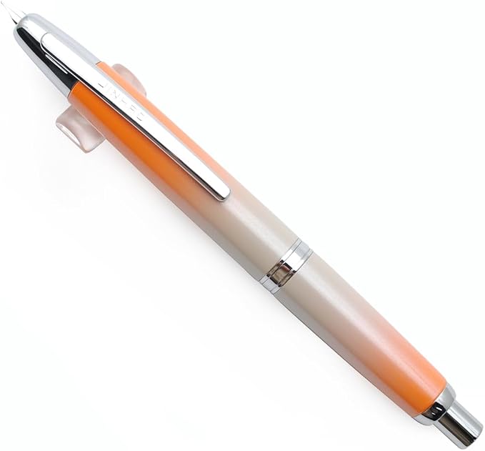 JINHAO 10 Press Fountain Pen, Retractable Metal Pen with Ink Converter (F Nib 0.5mm, Gradient Orange)