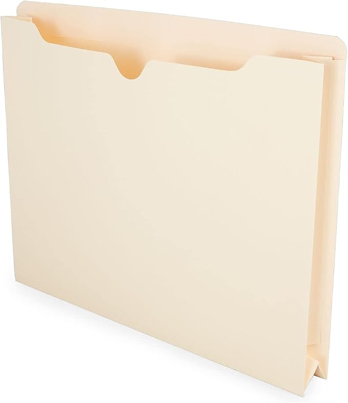 Staples Reinforced File Jackets, Letter Size, 2‑Inch Expansion, Durable Manila Construction for Organized Filing – 100/Carton