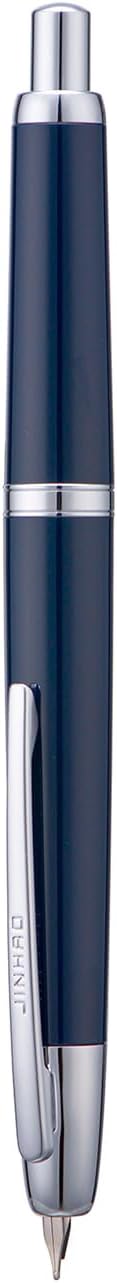 Jinhao 20 Press Retractable Fountain Pen Medium Nib with Converter Resin Writing Gift Pen, Dark Blue